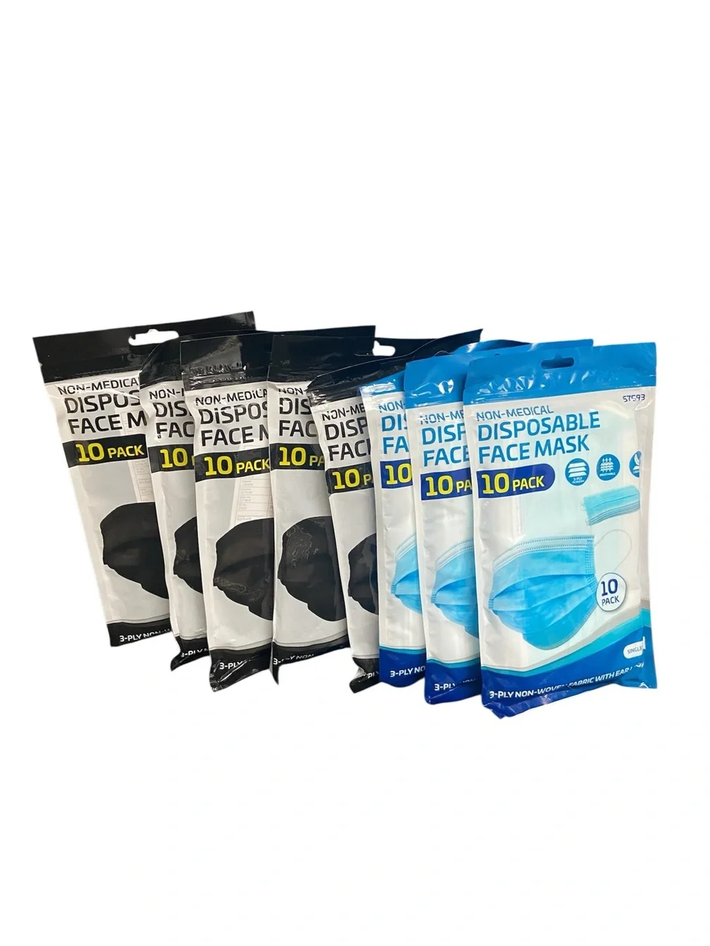 Disposable Face Masks 10-Pack - Black & Blue